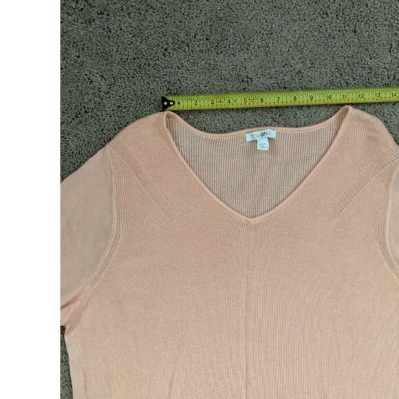 Roz & Ali Women Sweater Size 3X Pink V-Neck 3/4 Sleeve Relaxed Spring - Picture 5 of 7